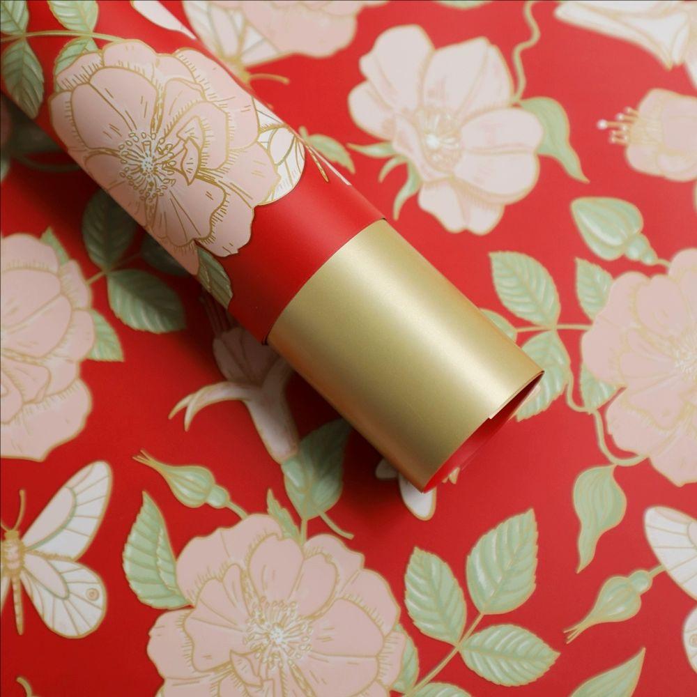 MYHC-76 Patrún Vintage Camellia Gold-Edged Páipéar Timfhilleadh Bláthanna Scannán Pearlescent