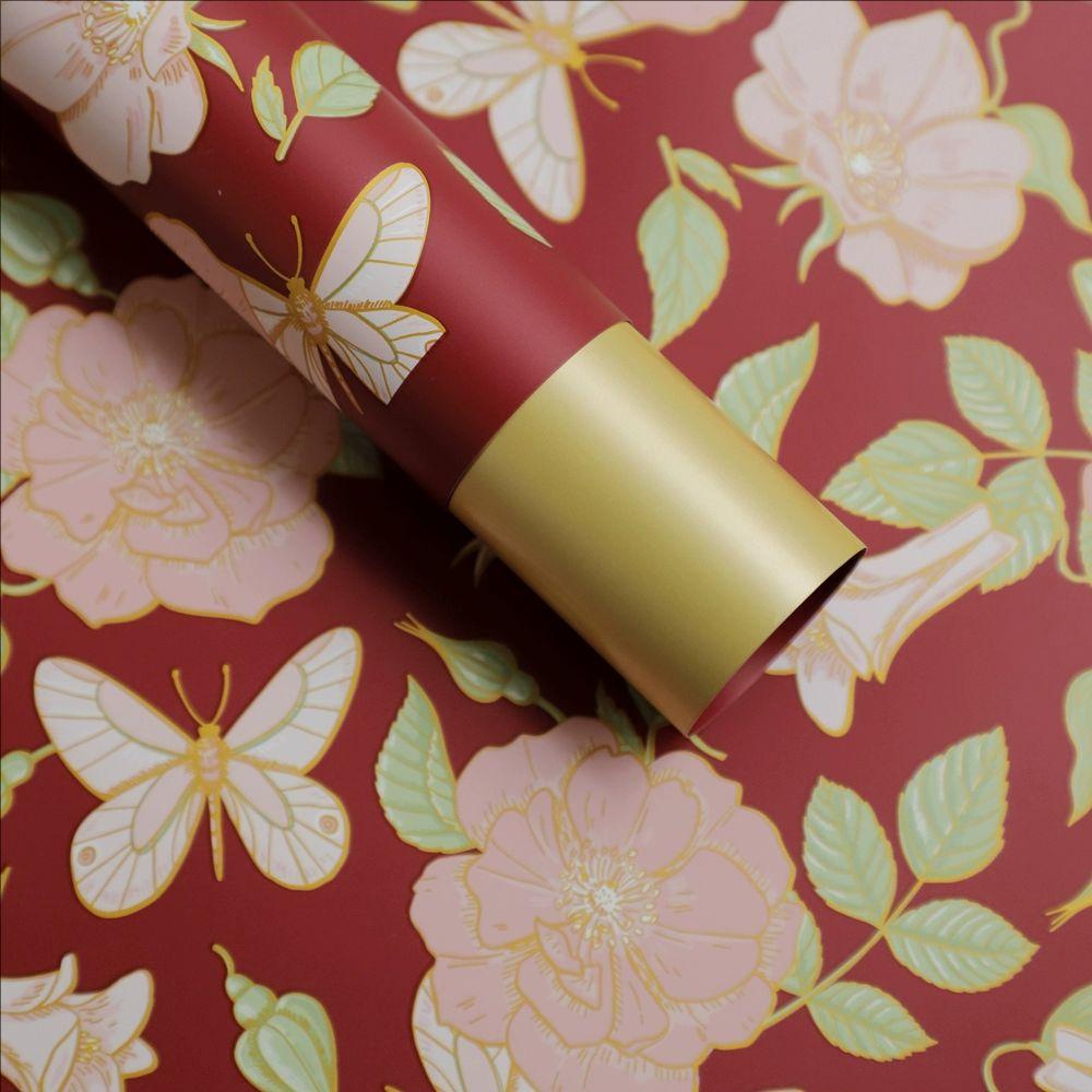 MYHC-76 Patrún Vintage Camellia Gold-Edged Páipéar Timfhilleadh Bláthanna Scannán Pearlescent