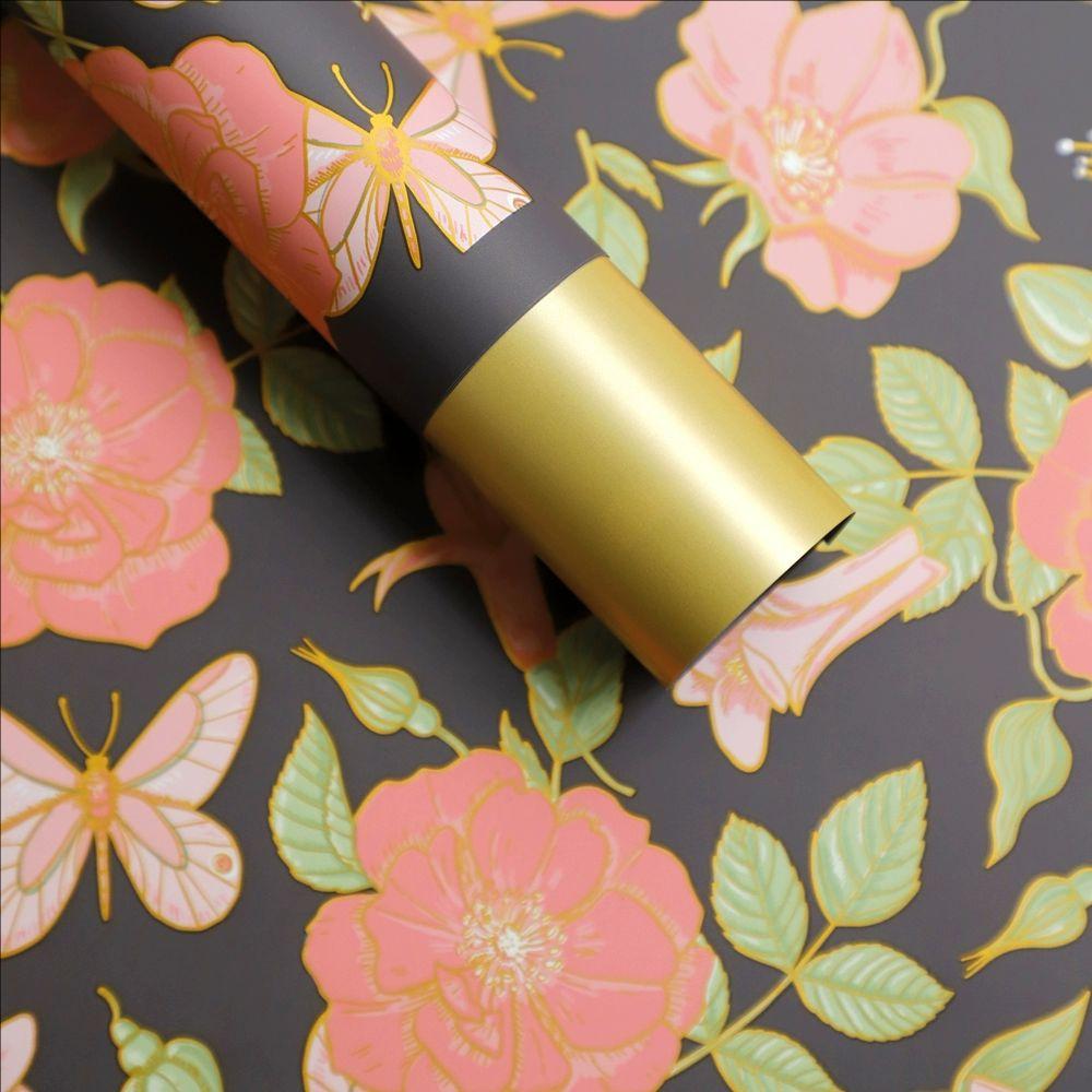 MYHC-76 Patrún Vintage Camellia Gold-Edged Páipéar Timfhilleadh Bláthanna Scannán Pearlescent