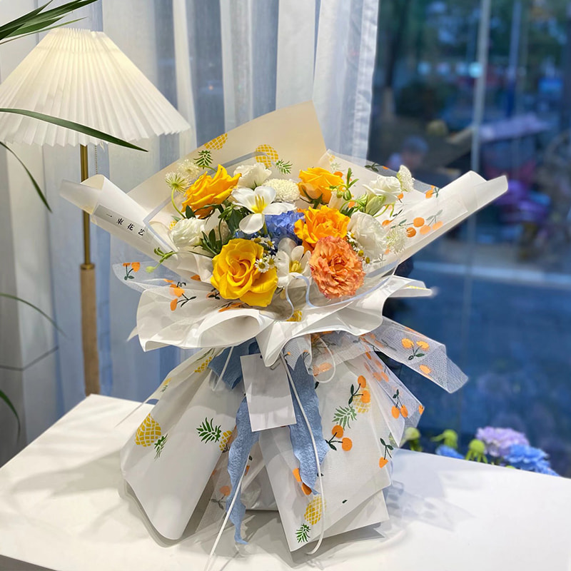 Scannán pacáistithe bouquet bláthanna plaisteach frith-cheo agus taise-cruthúnas