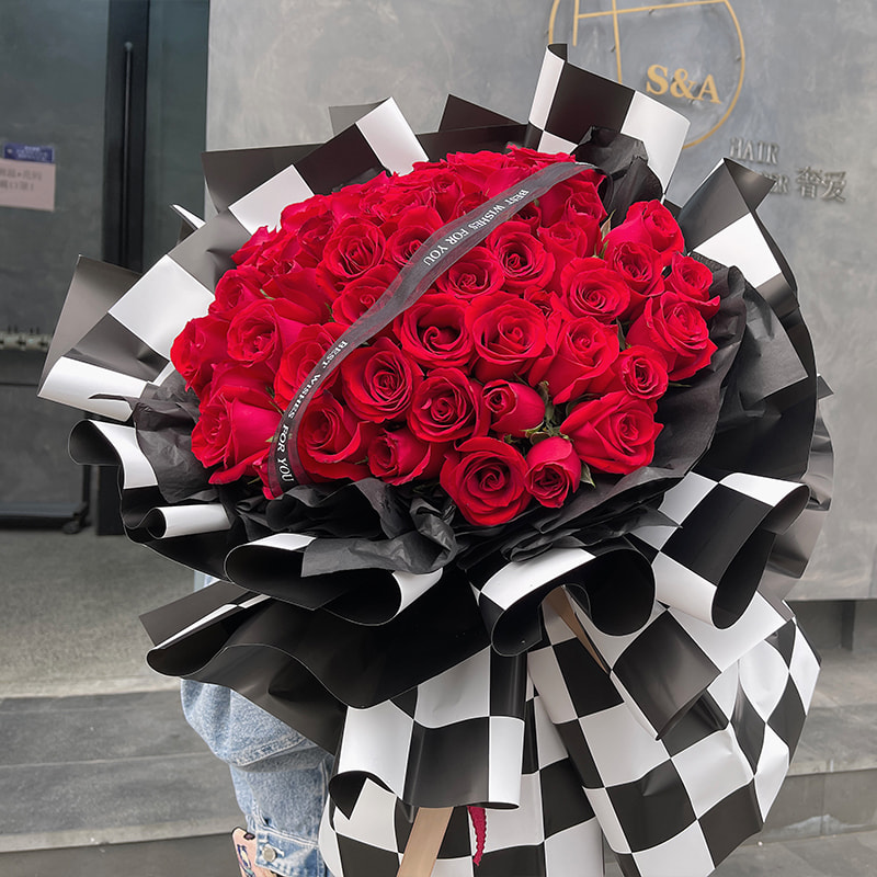 Páipéar beartán bouquet checkered dhá dhath