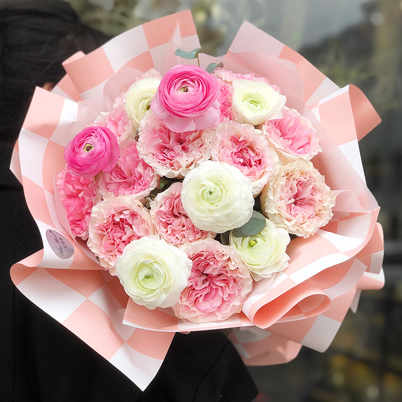 Páipéar beartán bouquet checkered dhá dhath