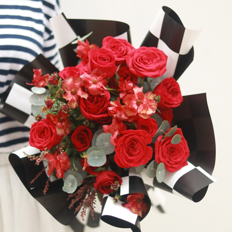 Páipéar beartán bouquet checkered dhá dhath