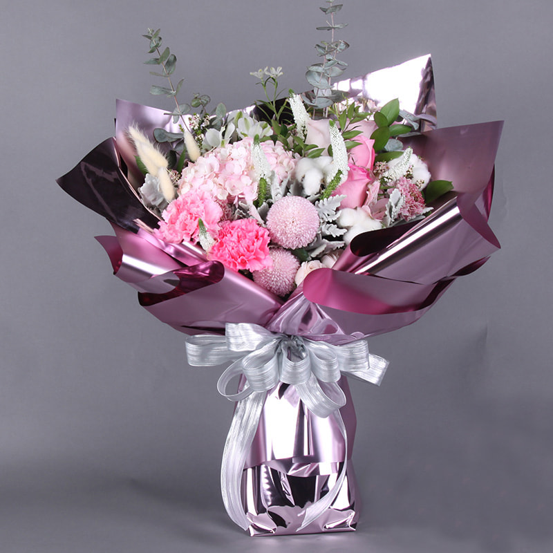 Páipéar Timfhilleadh Bouquet Scannán Miotalach Gliomaithe Dúbailte